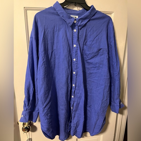 Future Collective Tops - Gabriella Katefa-Johnson x Future Collective linen-blend button down shirt, 3X